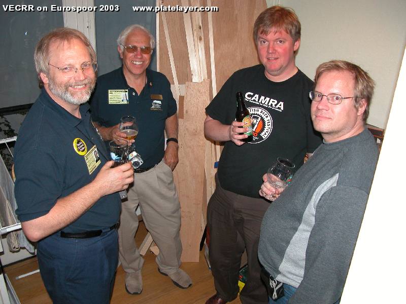 The author under cover, Terry Sutfin, Arjen Gerstel and Kari 
Tanskanen enjoy a joke at Svein-Martin Holt's expense. Photo courtesy 
Svein-Martin Holt).