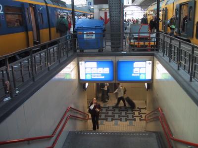 To exit the station, I had to go down the stairs and head down a long corridor leading to the main entrance area.