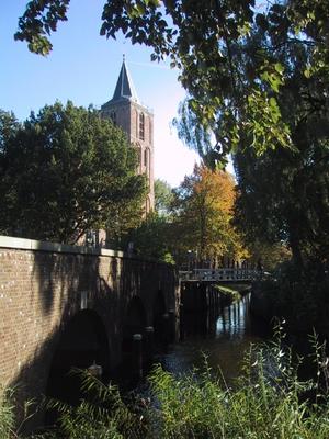 No place further to go. We stopped for several minutes to admire the view of the church, canal and old oaks.