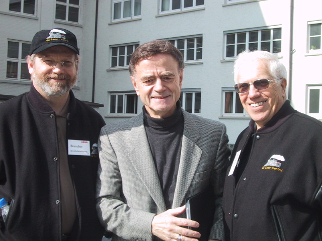 Jeffrey MacHan, Joe Rocchia, Terry Sutfin in the factory 
courtyard