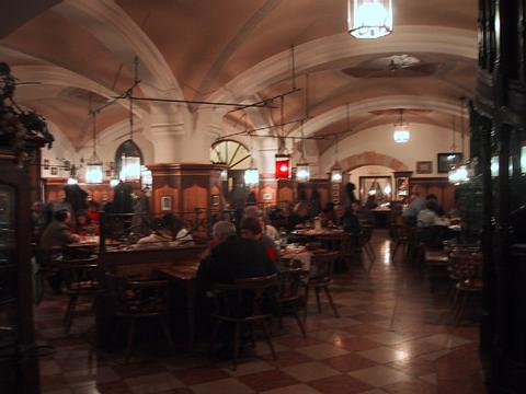 The Lwenbraukeller was convenient for meals and weisbier.