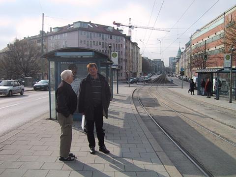 Jeremy greets us at our tram stop